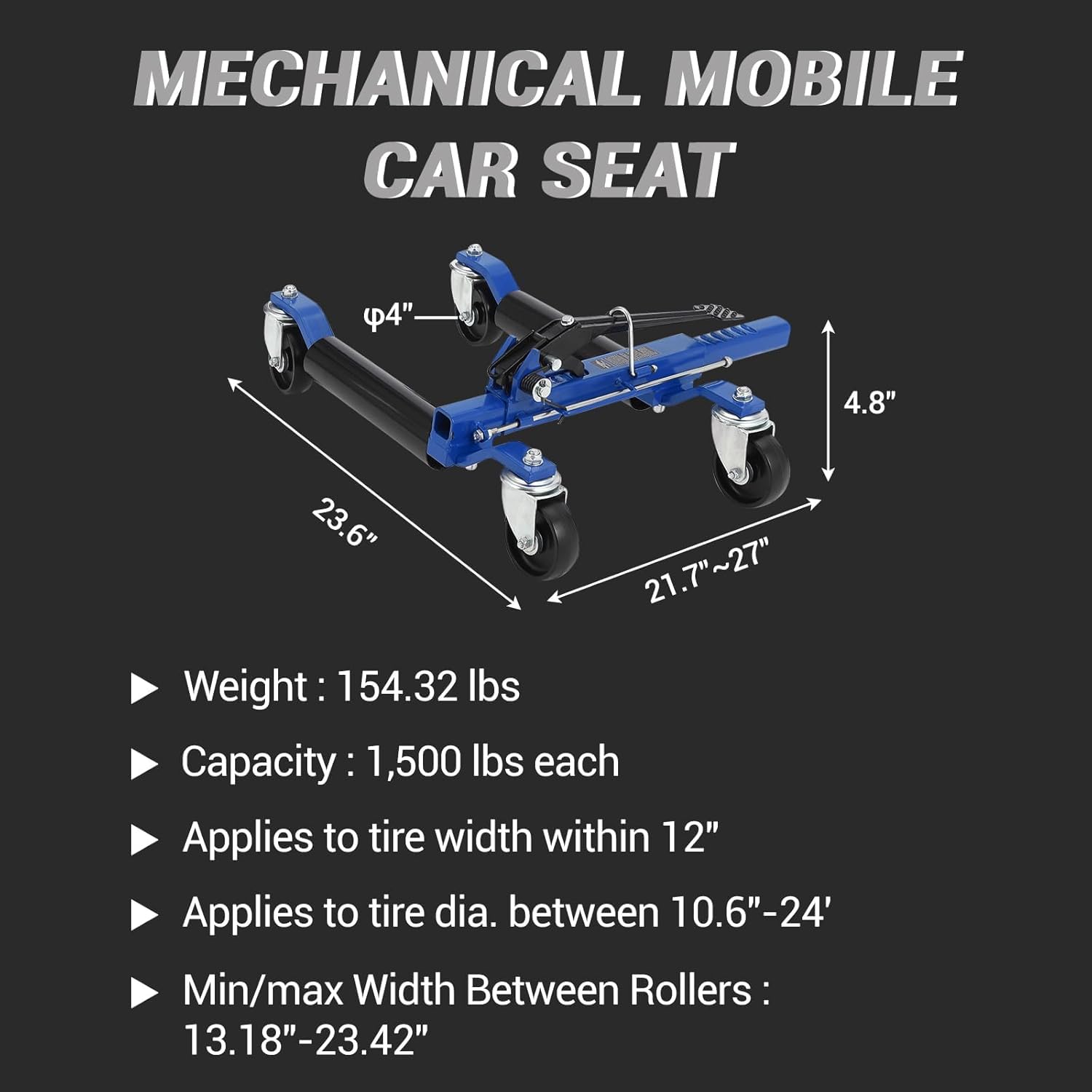 Garvee Car Wheel Dolly Jack Set of 2, Hydraulic 1500-Lbs Car Skates, 12'' Wheel Vehicle Positioning Jack, Heavy Duty Rollers with Foot Pedal for Tire Auto Repair Moving