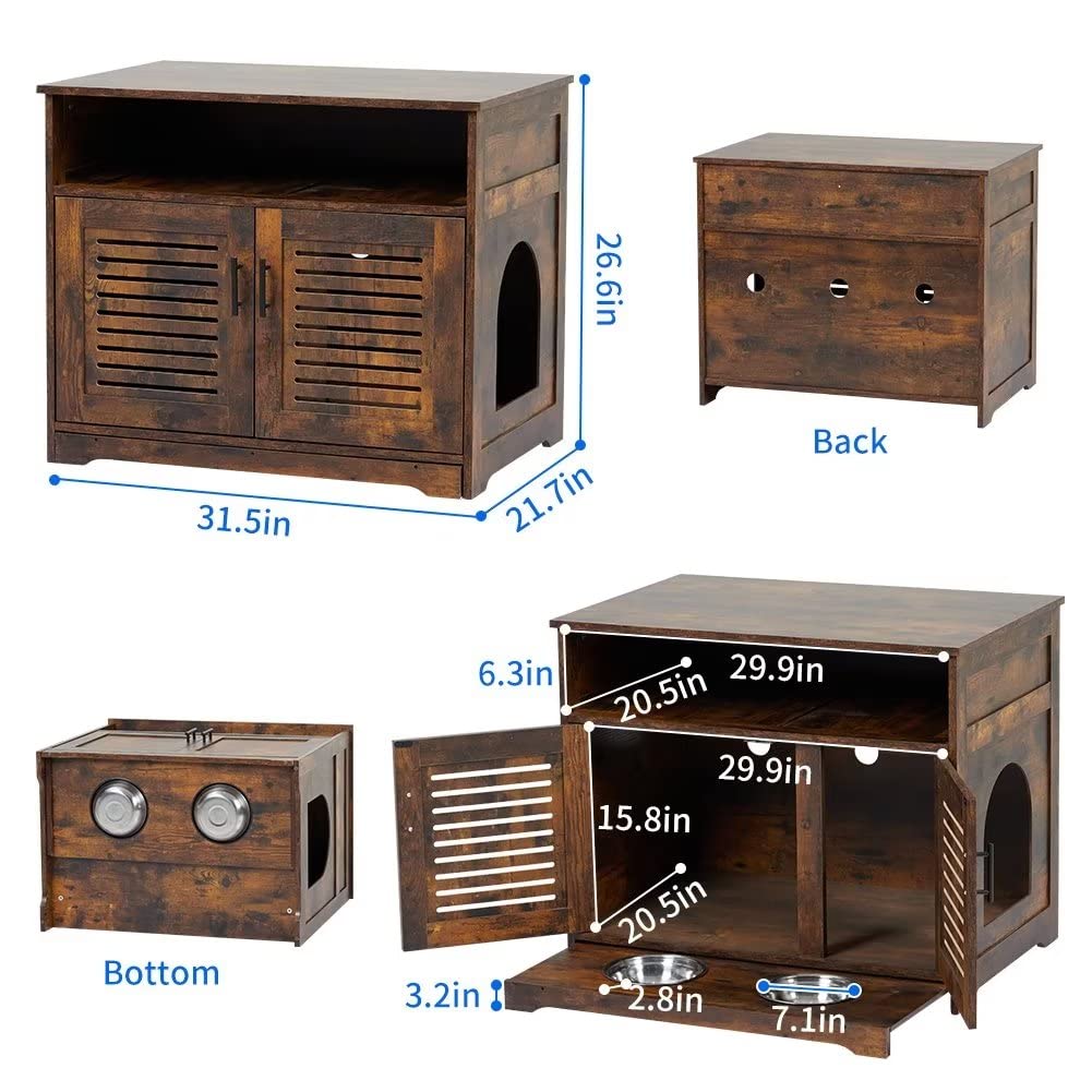 Garvee Cat Bathroom Furniture, Large Hidden Litter Box with Storage