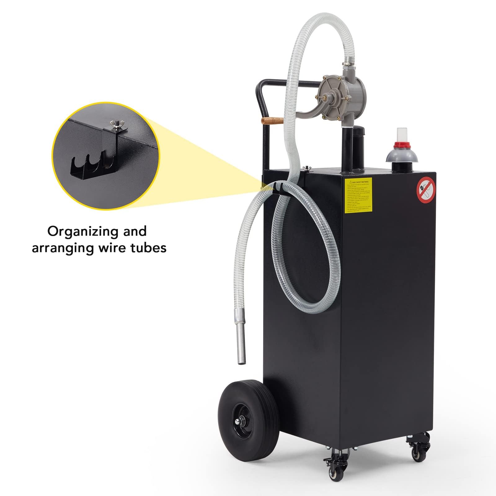 Garvee 40 Gal Black Portable Gas Caddy with Pump for Fuel Storage, Black