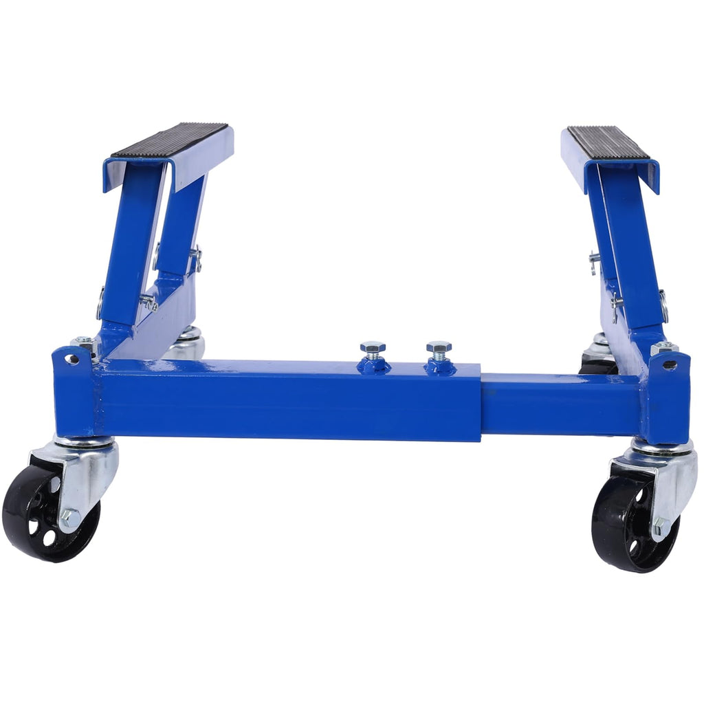 Garvee Motorcycle Engine Cradle Dolly - 1500 lbs Heavy-Duty Design with Rubber Pads, 360-Degree Swivel Wheels, Adjustable Width and Height for Four-Wheelers, Blue