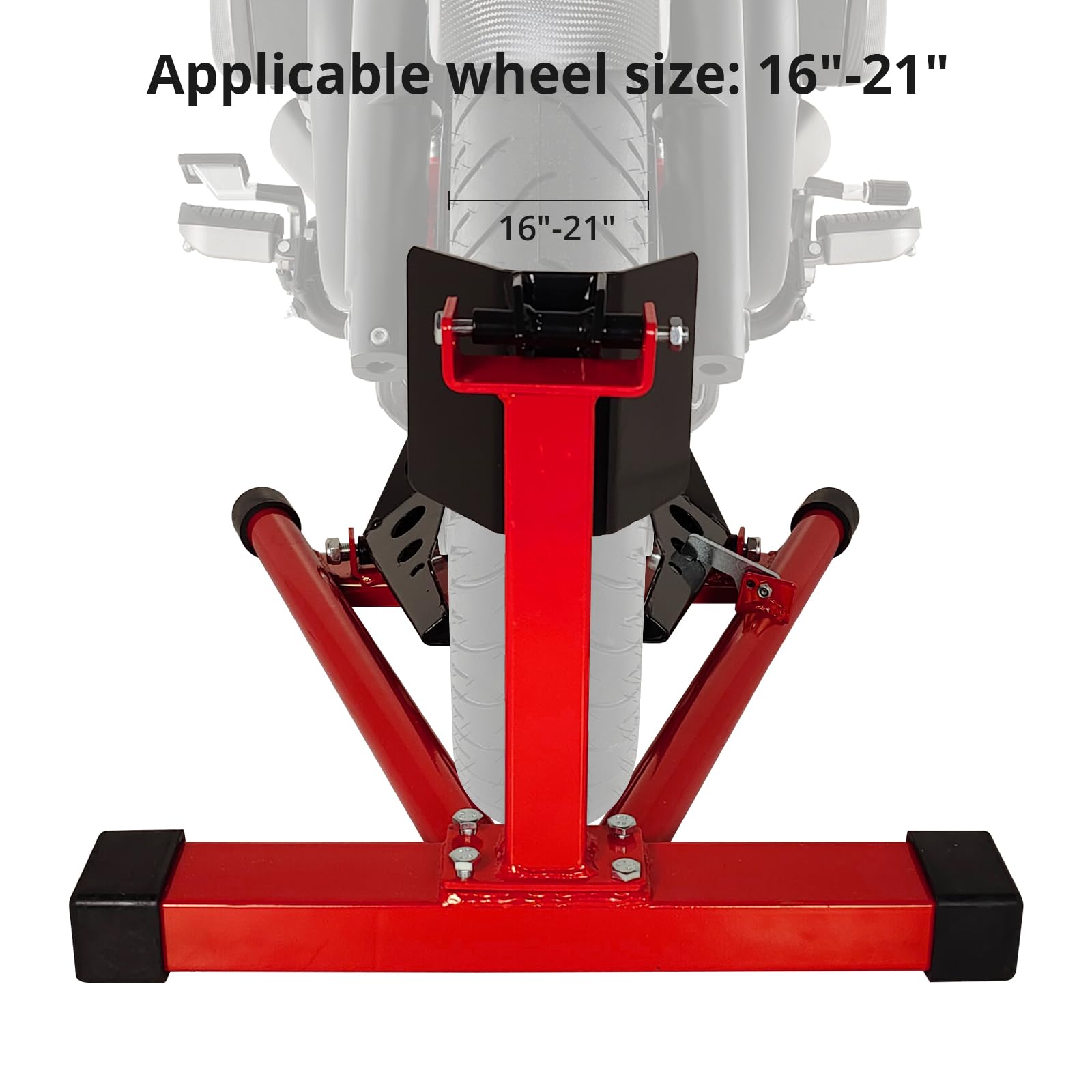 Garvee Motorcycle Wheel Chock, 16"-21" Front Stand with Multiple Adjustment Holes, 1500 lbs Capacity Motorcycle Chock for Garage, Workshop, and Vehicle Transport