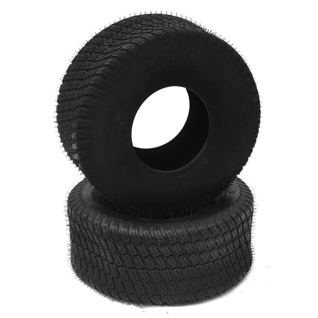 Garvee Lawn Mower Tires Turf Tires 20x8.00-8 4PR for Golf Cart Tires, Garden Tractor Riding Mower Tubeless Set of 2 - 20x8.00-10-4PR TL WAVE