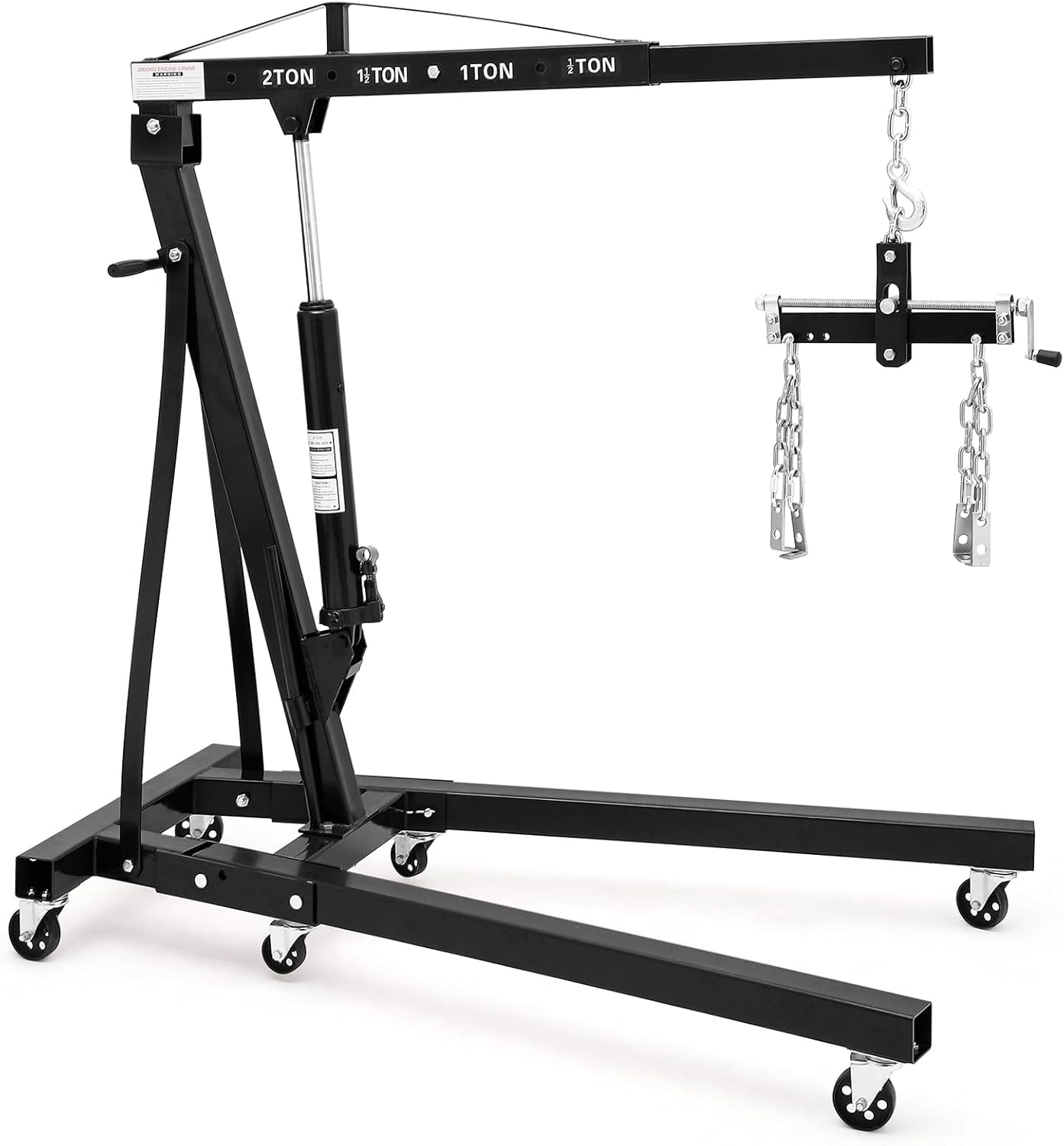 Garvee Engine Hoist With Lever 2 Ton 4000 Lbs Heavy Duty Folding Cherry Picker Hydraulic Lift For Garage Car Shop Auto Repair Black