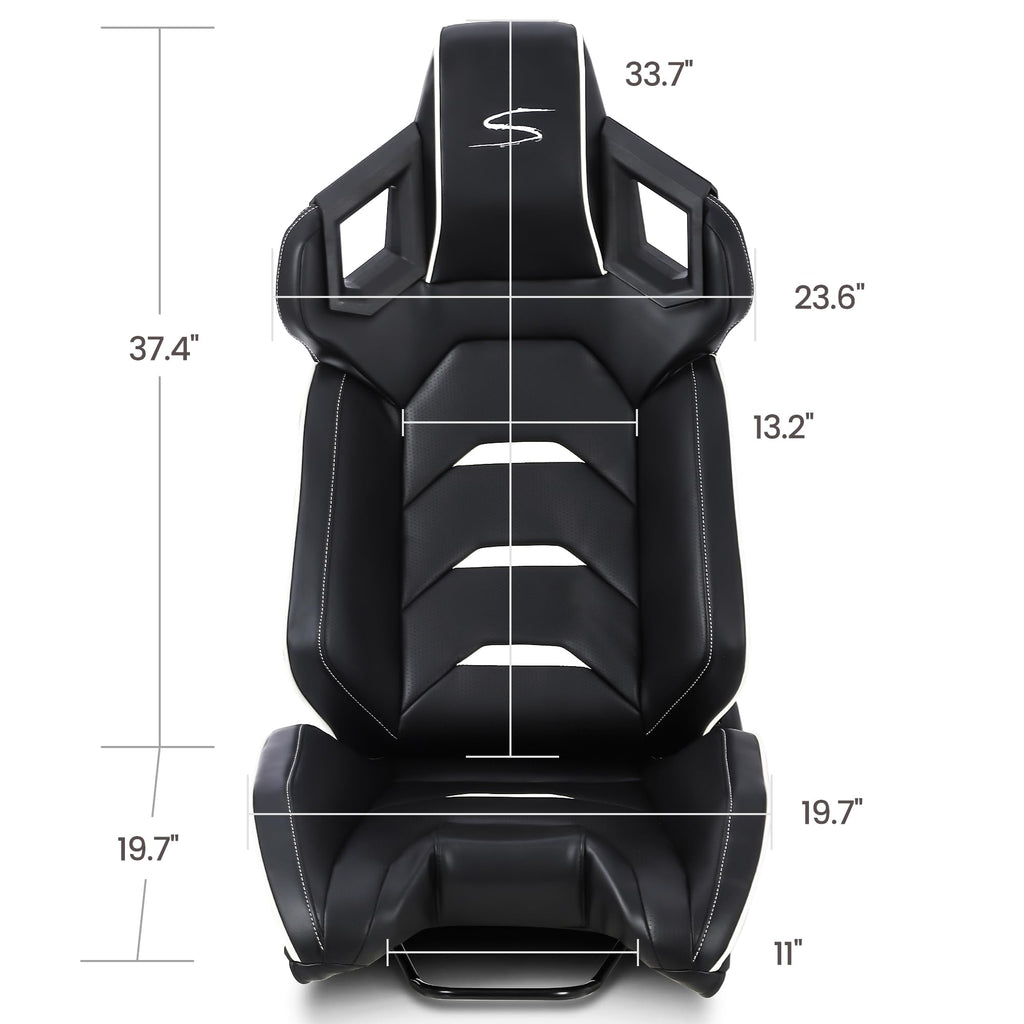 Garvee Universal Racing Seats with 2 Sliders,Adjustable PU & Carbon Leather Seats Automatic Sport Seats,Reclinable Bucket Seats for Cars,1 Pair Driver(Black, 23.6"×19.7"×37.4")