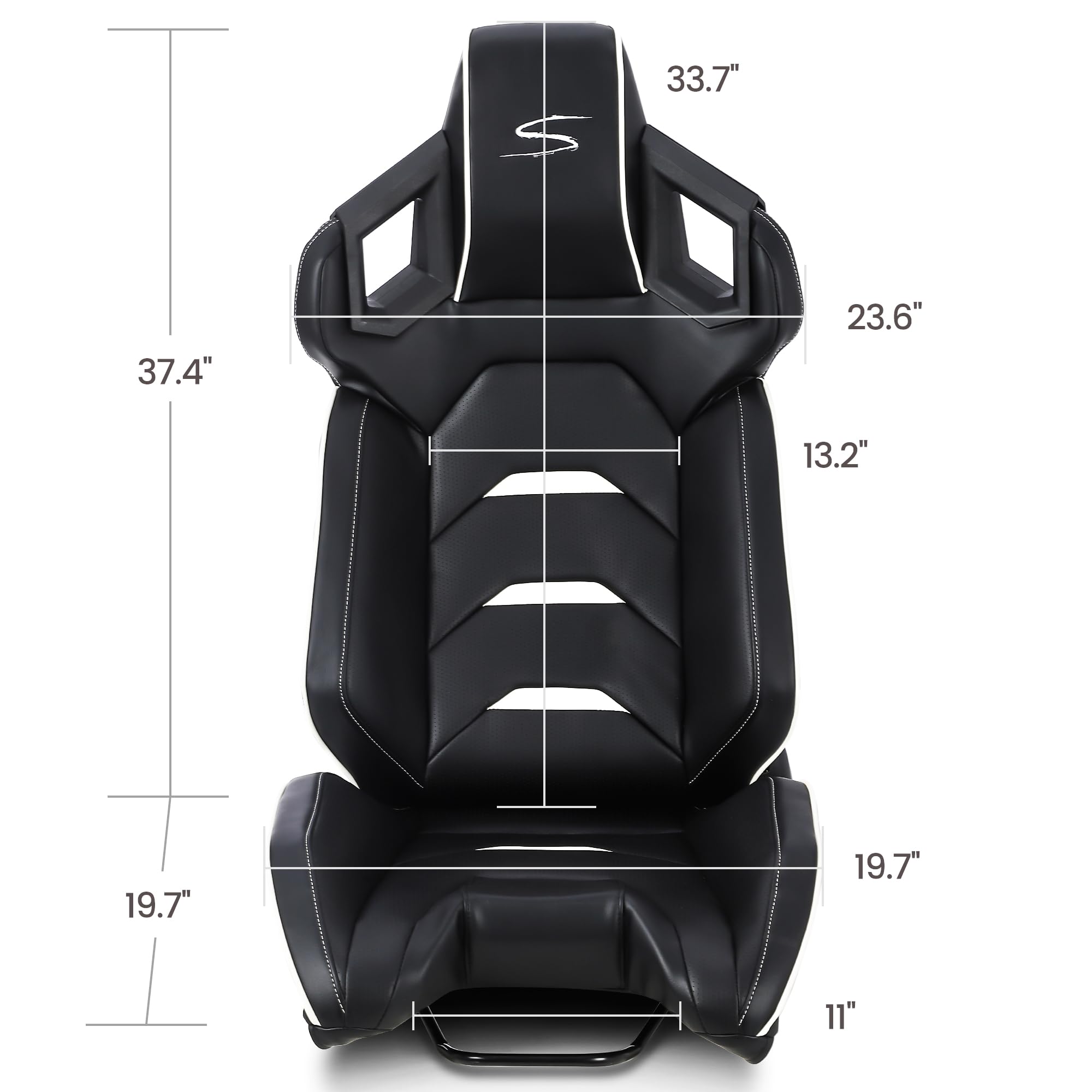 Garvee Reclinable Bucket Seats for Cars,Universal Racing Seats with 2 Sliders,Adjustable PU & Carbon Leather Seats Automatic Sport Seats,1 Passenger Side(Black, 23.6"×19.7"×37.4")