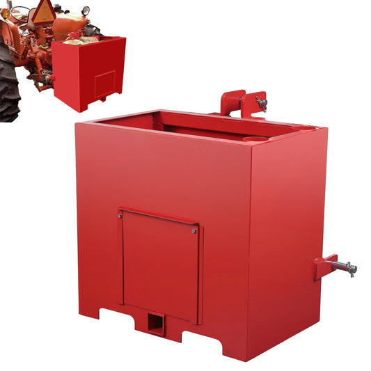 Garvee 3 Point Ballast Box with 2" Hitch Receiver, Category 1 Ballast Box 3 Point Fits Cat 1, 800 Lbs Tractor Ballast Box, 3 Point Quick Hitch Loader Attachment Red