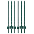 Garvee 4FT Metal Fence Posts, Pack of 6 - U-Shaped Steel Stakes, Rust-Resistant Heavy Duty Green Fence Posts for Garden, Yard, Farm, No-Dig Installation