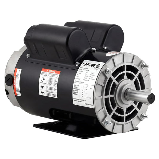 Garvee 5HP SPL Air Compressor Electric Motor - 230V, 56 Frame, 3450 RPM, 7/8" Keyed Shaft, 60 Hz, Ultra-Quiet, Dual CW/CCW Rotation