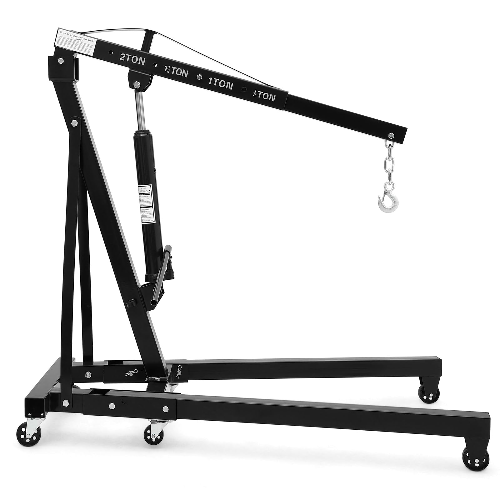 Garvee 2-Ton (4400 lbs) Cherry Picker Engine Hoist - Folding  Heavy-Duty Hydraulic Shop Crane, Black