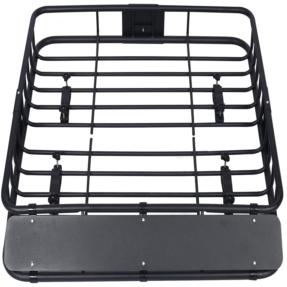 Garvee 38.5 x 43 Inch Universal Roof Rack Cargo Carrier Basket for Camping Traveling, Durable Black Luggage Holder