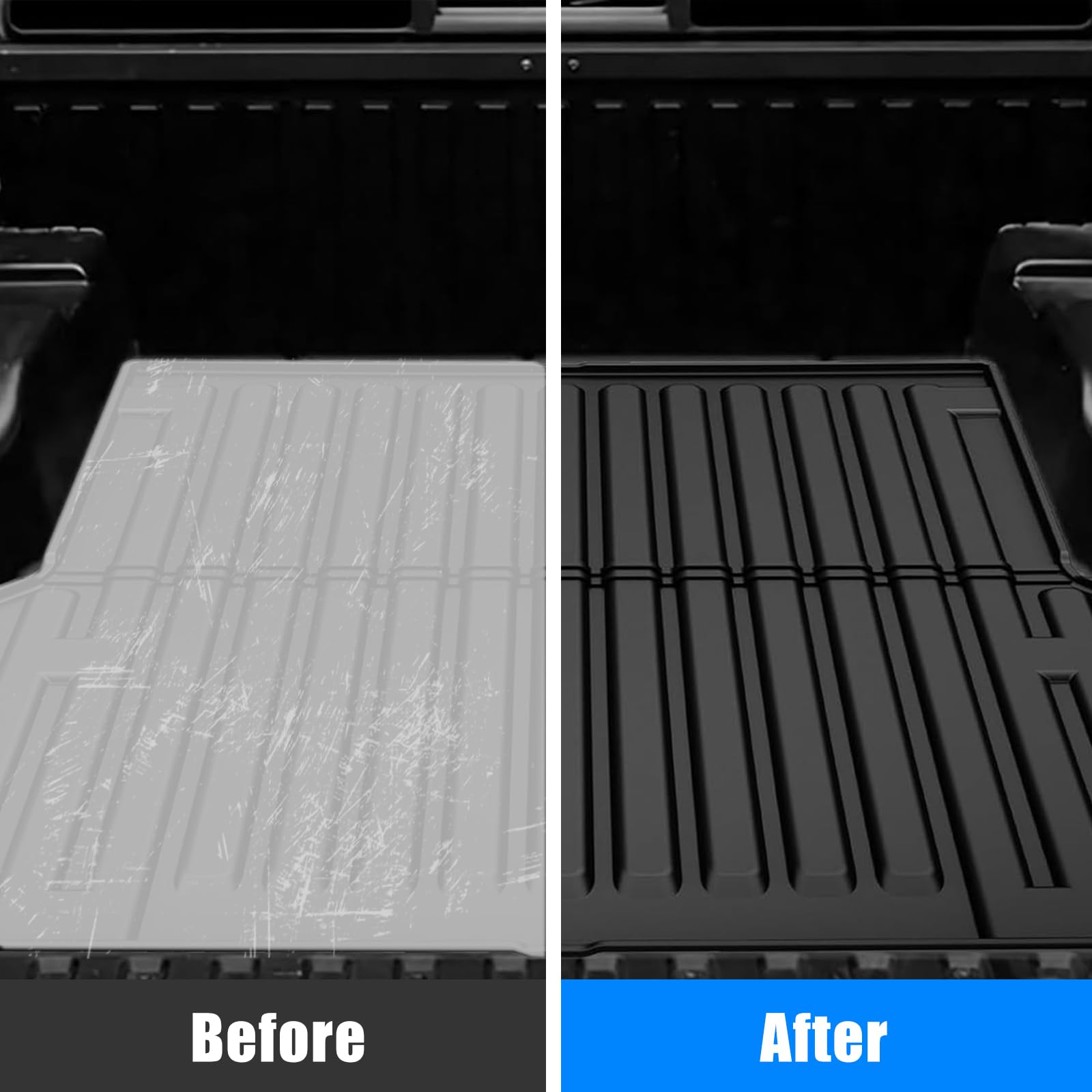 Garvee Truck Trunk Mat for Toyota Tacoma TRD Sport Double Cab 2005-2023, All-Weather Cargo Protector, Durable TPE Material, Easy Clean, Black