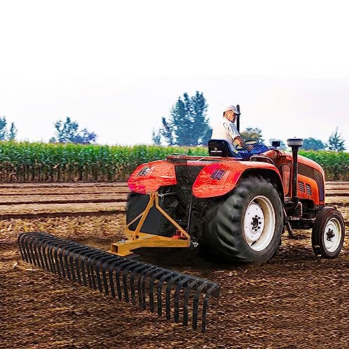 Garvee 5 FT Heavy Duty Landscape Rake, 3 Point, Tow-Behind