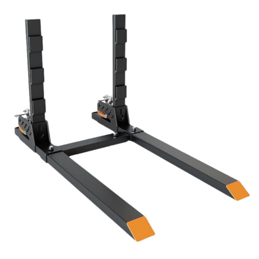 Garvee 4000 LBS 60" Heavy Duty Clamp-on Pallet Forks + Anti-roll Bar + Twin Screw Design + Yellow Tongue + Adjustable Stabilizer Bar + Tractor Attachment + Suitable for Tractor Bucket Loader Skid Steer