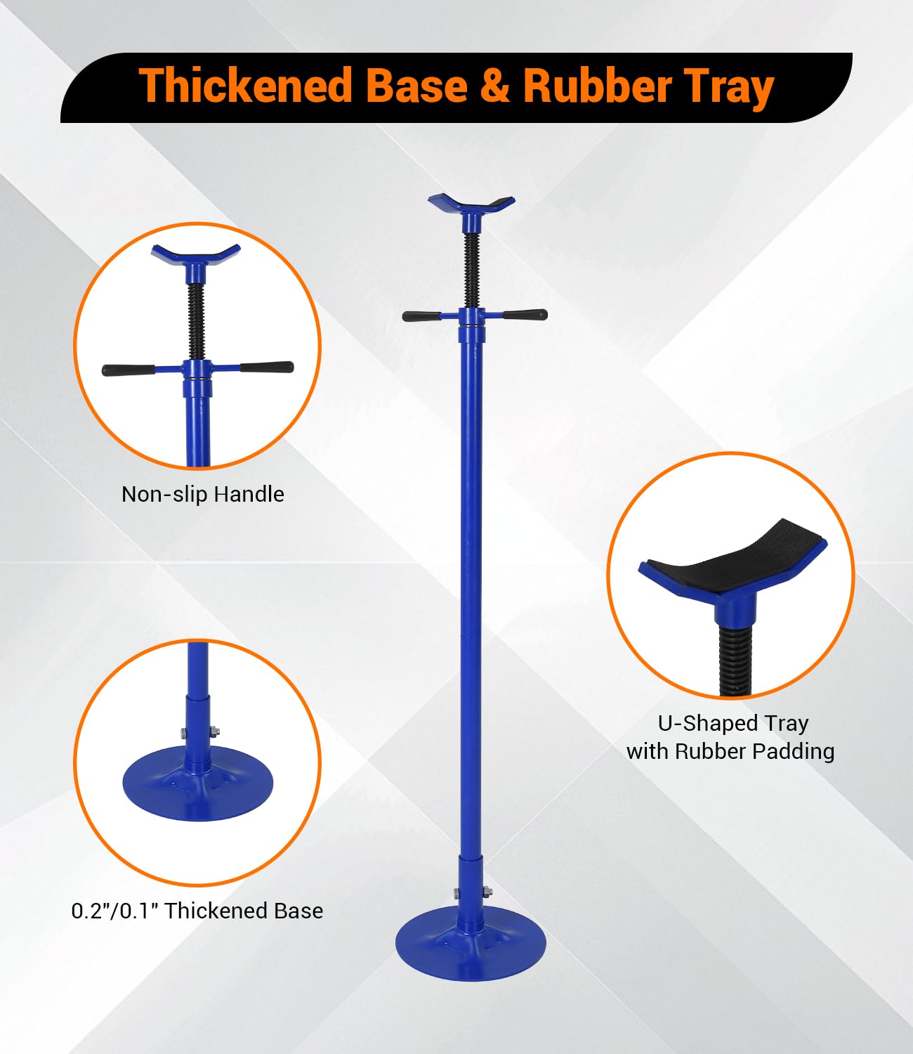 Garvee 3/4 Ton Underhoist Support Stand - 1655 lbs Capacity Jack Stand with 52" to 76" Lifting Range and 12" Diameter Base for Vehicle Lifting and Support, Blue