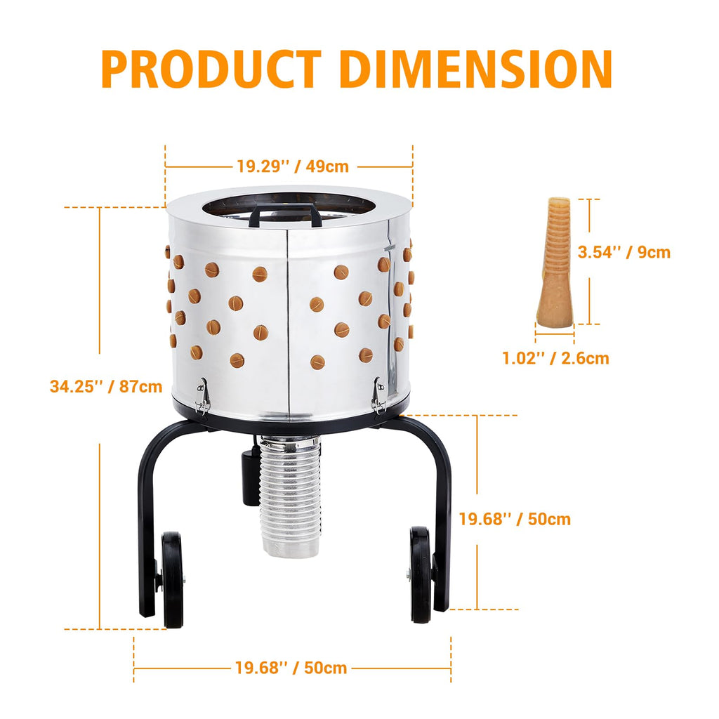 Garvee 20 Inch Chicken Plucker Machine, 550W Efficient Commercial Chicken Plucker, Poultry Plucking with 106 Soft Fingers, Suitable for Chickens, Ducks, Pigeons and Other Poultry