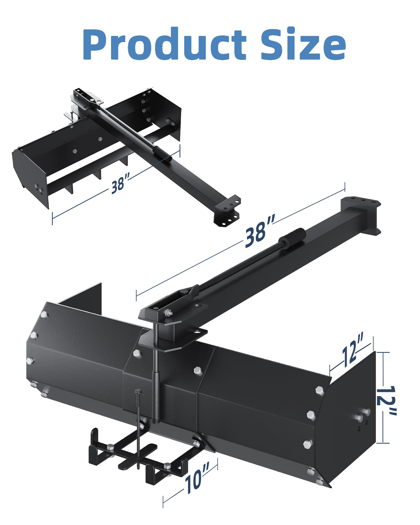 Garvee Sleeve Hitch Tow, Carbon Structural Steel for Turning over The Soil & shoveling snow, Black, 38"