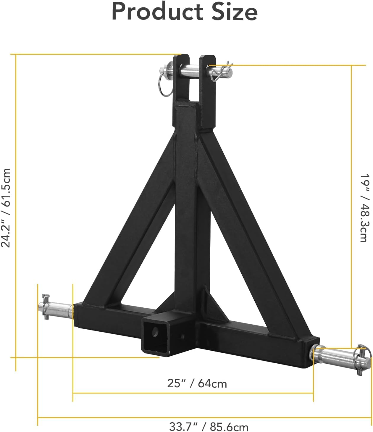 Garvee 3 Point Trailer Hitch With 2" Receiver - Category 1 Tractor Tow Drawbar Pull Hitch Adapter For Kubota John Deere BX LM25H WLM Tractor NorTrac Yanmar Massey Ferguson