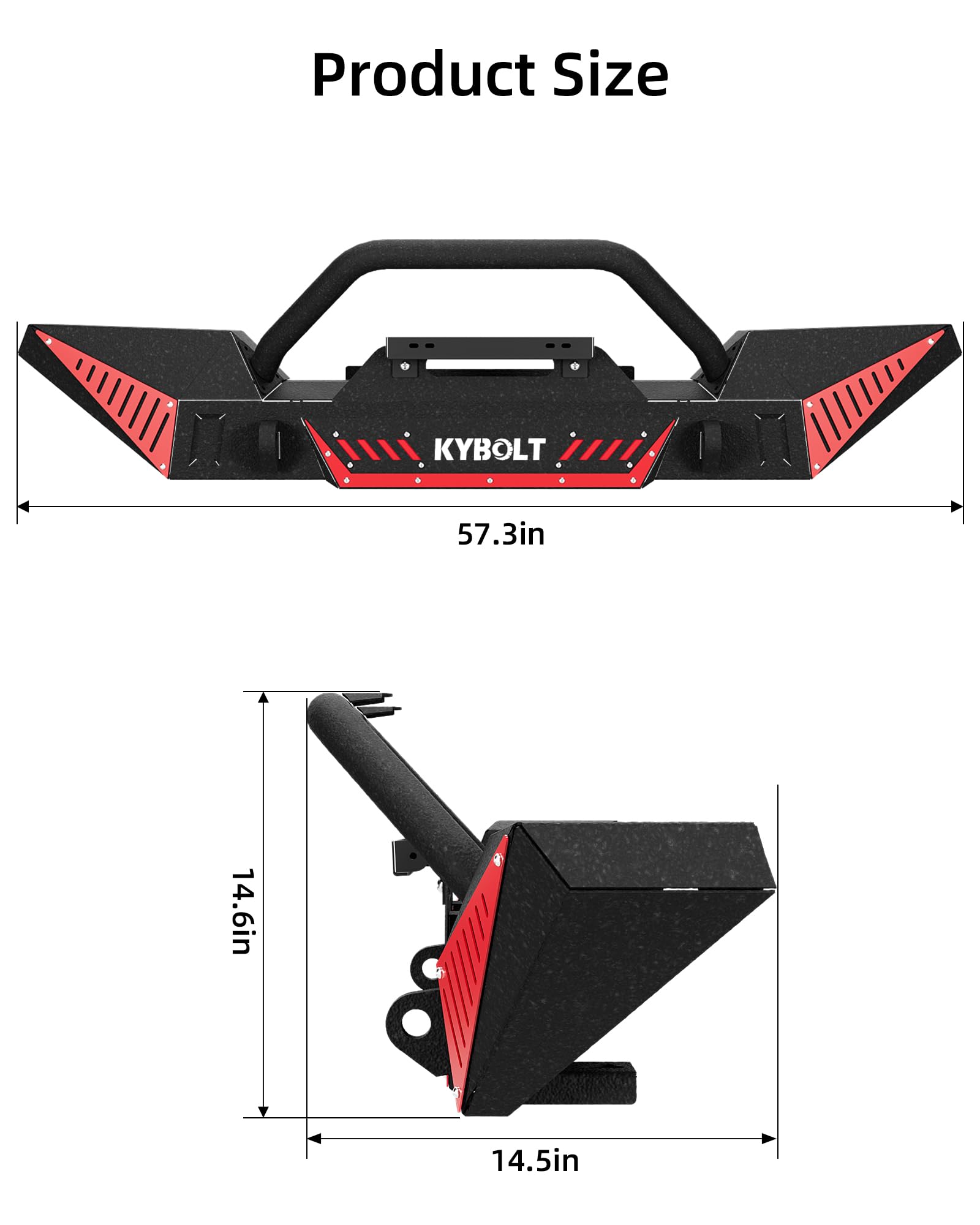 Garvee Rear Bumper Compatible for 1987-2006 Jeep Wrangler TJ & LJ & YJ, Rock Crawler with Hitch Receiver & 2 x D-Rings Paintable Armor