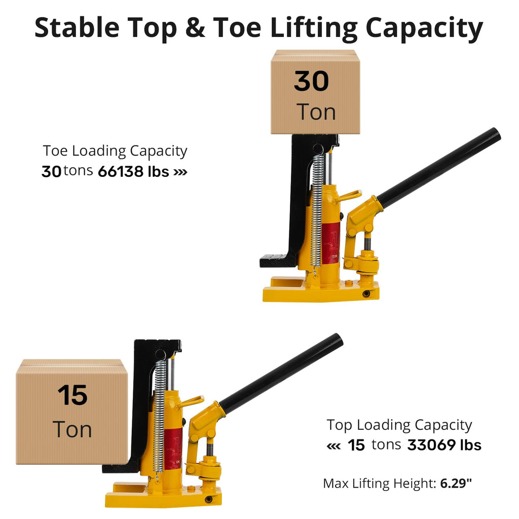 Garvee 30Ton Hydraulic Toe Jack, Floor Lift with Manual Hand Pump