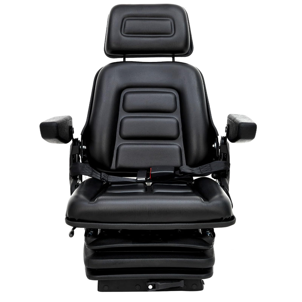 Garvee Adjustable Suspension Forklift Seat - Heavy-Duty Seat with Backrest, Headrest, Armrests, Slide Rails, and Enhanced Safety Features for Tractors, Forklifts, Excavators, and Skid Steers