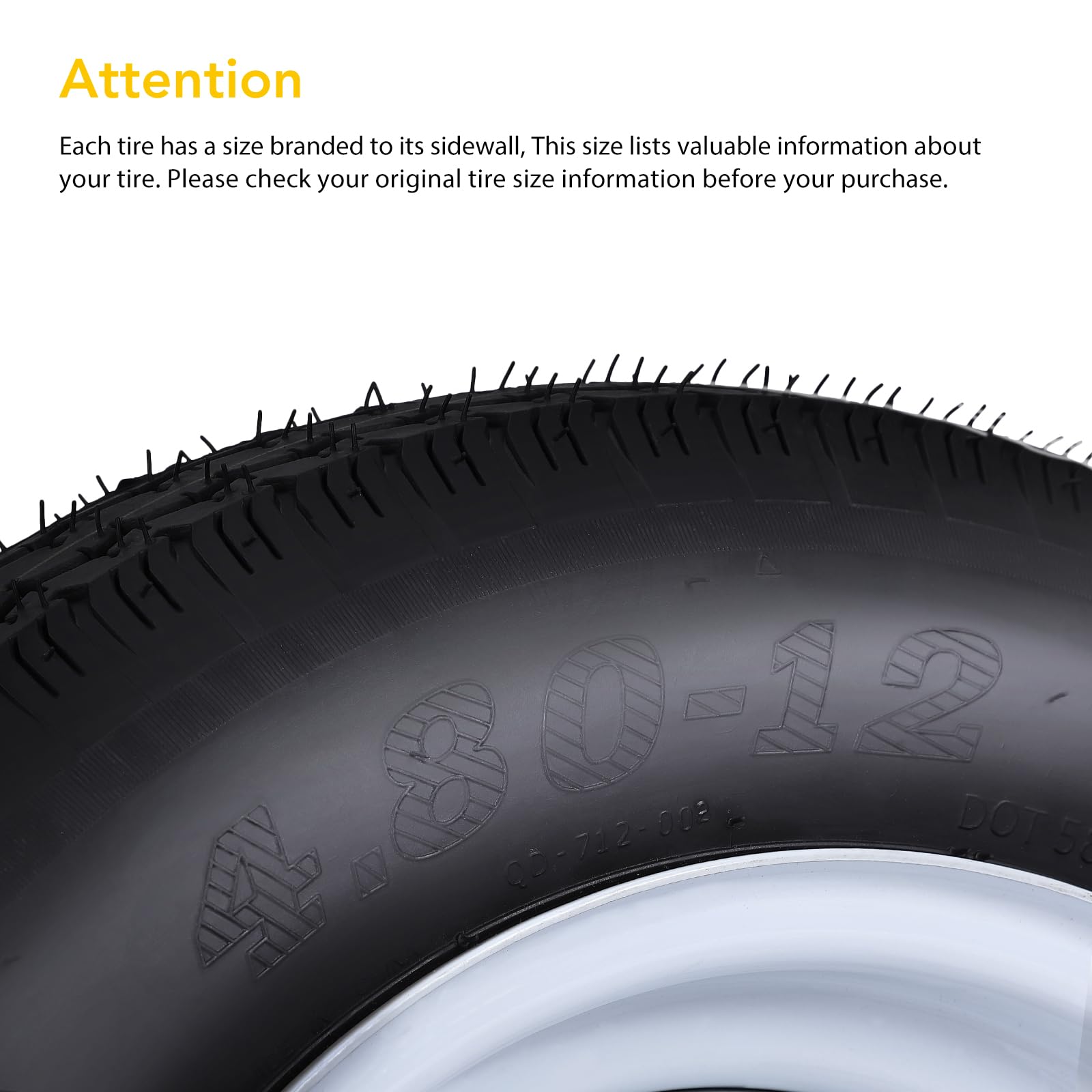 Garvee 2 Trailer Tires 4.80-12 with 12" Rims, 6PR, 5 Lug 4.5", Load Range C, Heavy Duty 6 Ply for Utility/Cargo/Boat Trailers, Black