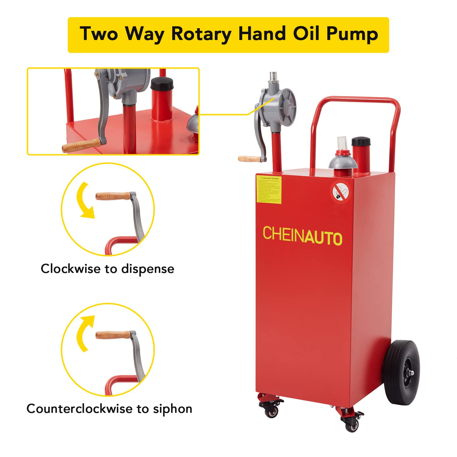 Garvee Fuel Caddy,35 Gal,with Manuel Transfer Pump, Gasoline Diesel Fuel Container for Cars, RVs,ATVs,Lawn Mowers, Boats - Red