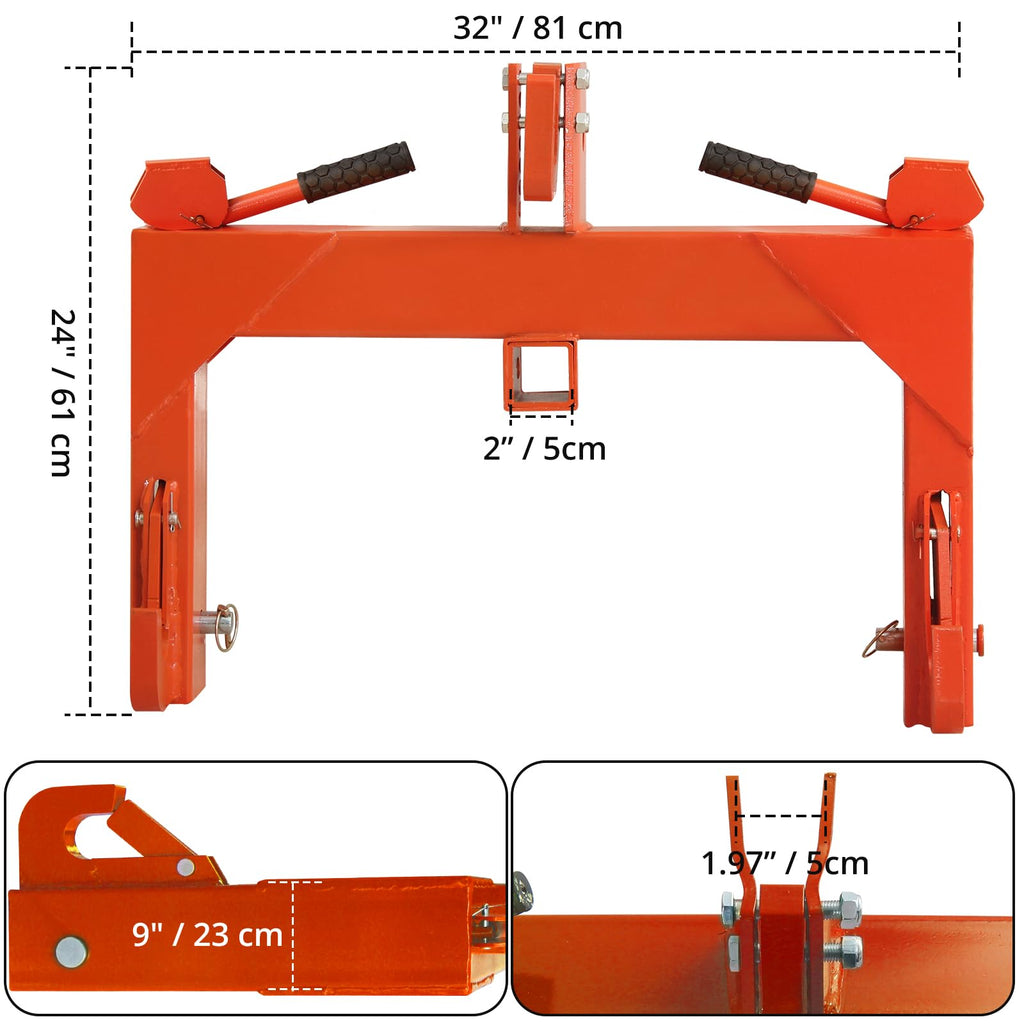 Garvee 3 Point Quick Hitch 3000 LBS Lifting Capacity Tractor - Orange