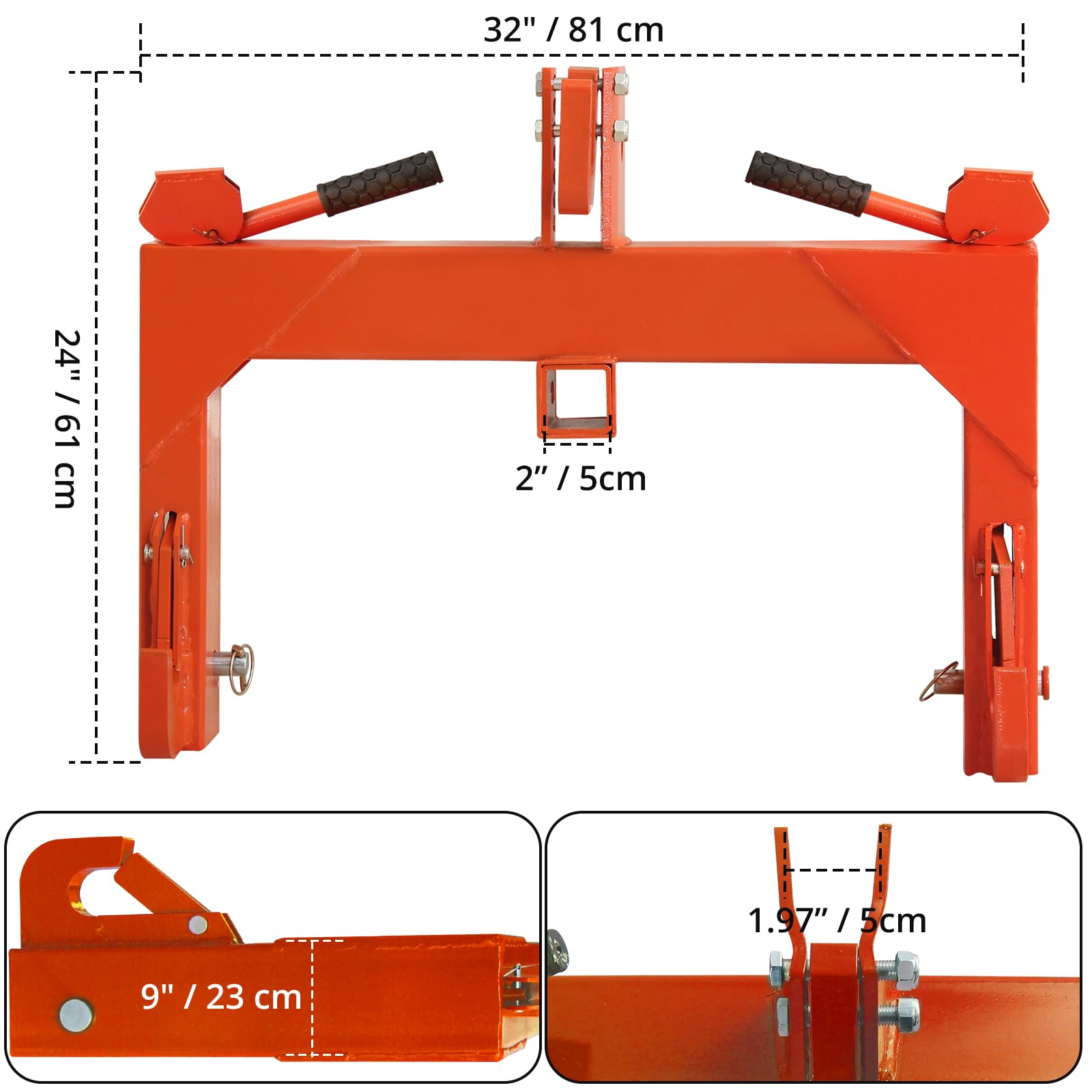Garvee 3 Point Quick Hitch 3000 LBS Lifting Capacity Tractor - Orange