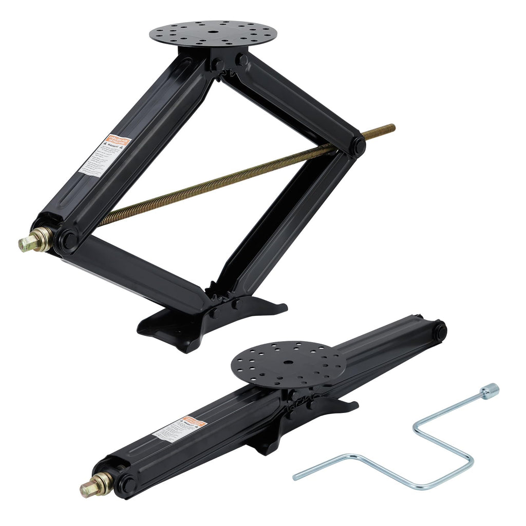 Garvee 7500 lbs RV Scissor Jacks - Set of 2 Heavy-Duty Steel Leveling Stabilizers, 4"-30" Adjustable Height for Campers, Trailers, 5th Wheels, and Motorhomes, Includes Crank Handle, Black, 2 Pack