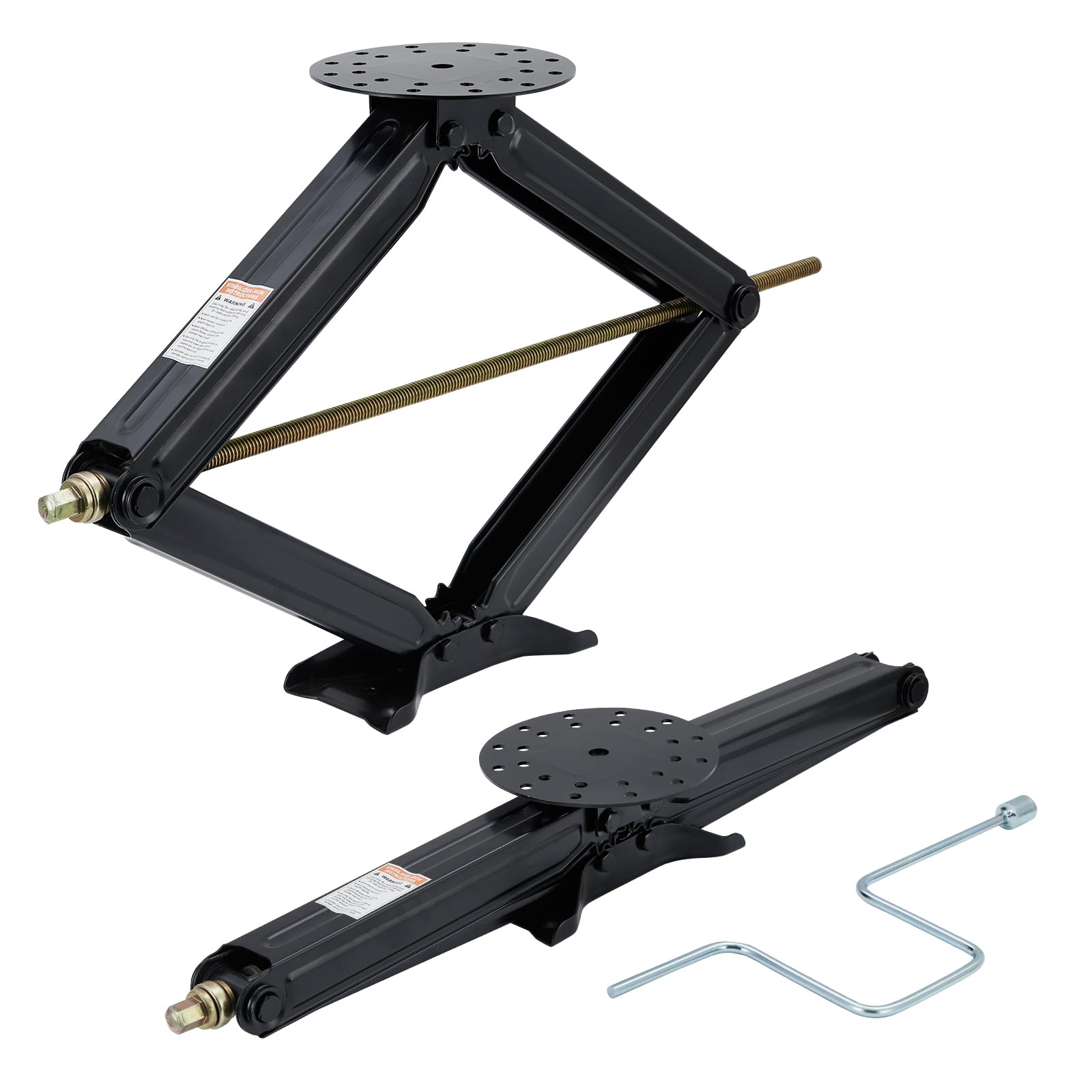 Garvee 7500 lbs RV Scissor Jacks - Set of 2 Heavy-Duty Steel Leveling Stabilizers, 4"-30" Adjustable Height for Campers, Trailers, 5th Wheels, and Motorhomes, Includes Crank Handle, Black, 2 Pack