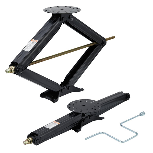 Garvee 7500 lbs RV Scissor Jacks - Set of 2 Heavy-Duty Steel Leveling Stabilizers, 4"-30" Adjustable Height for Campers, Trailers, 5th Wheels, and Motorhomes, Includes Crank Handle, Black, 2 Pack