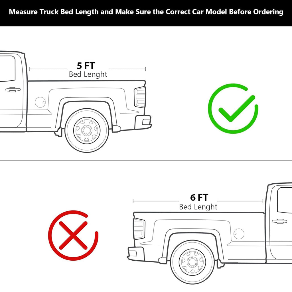 Garvee Soft Roll Up Truck Bed Tonneau Cover for Ranger 5ft 2024-2025, Durable Double Layer PVC, Easy No-Drill Installation, Black