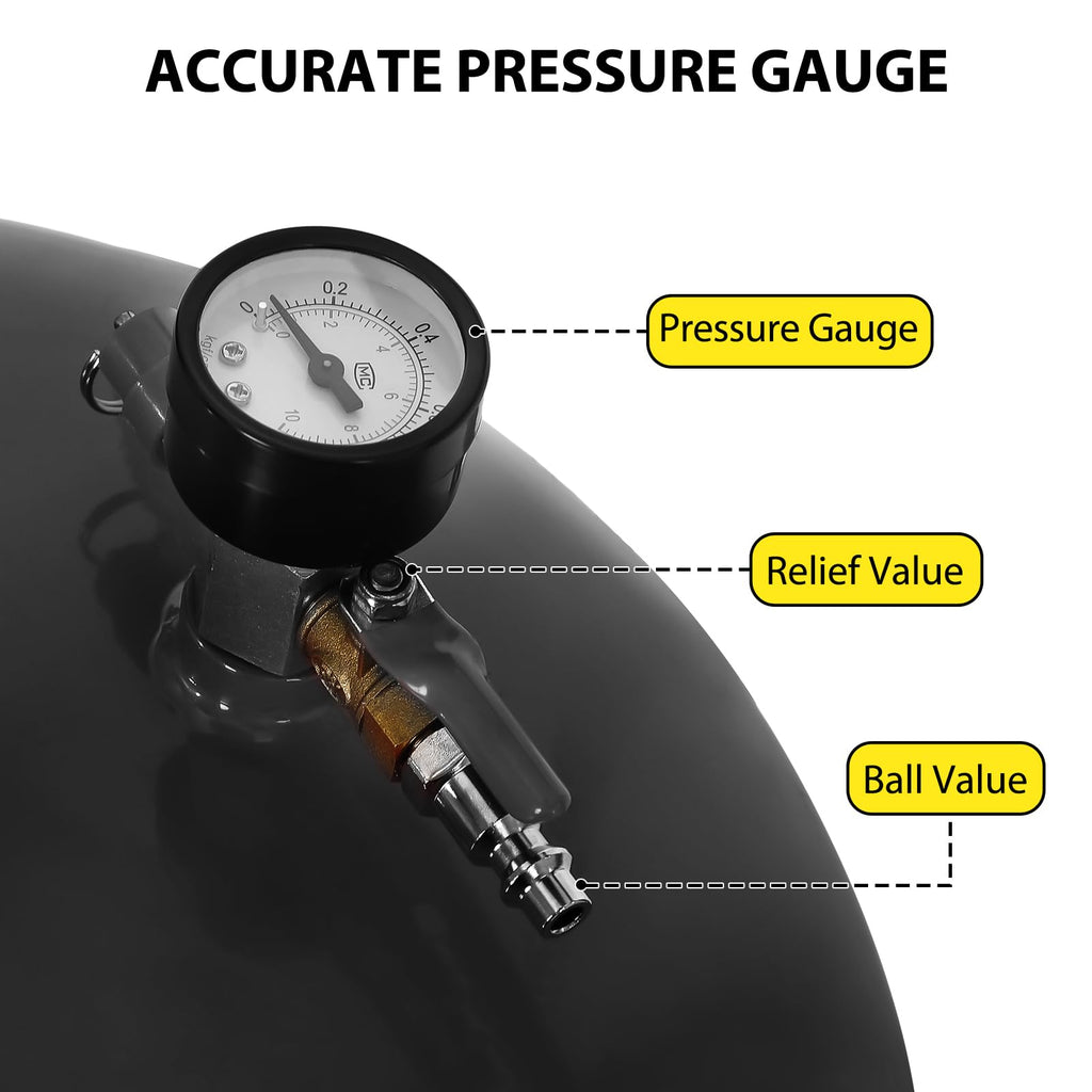 Garvee 20 Gallon Waste Oil Drain Tank - Portable Air-Operated Oil Drainer with Adjustable Funnel Height, 15'' Premium Bowl, Wheels, and Toolbox for Fluid Fuel Transfer and Drainage, Black