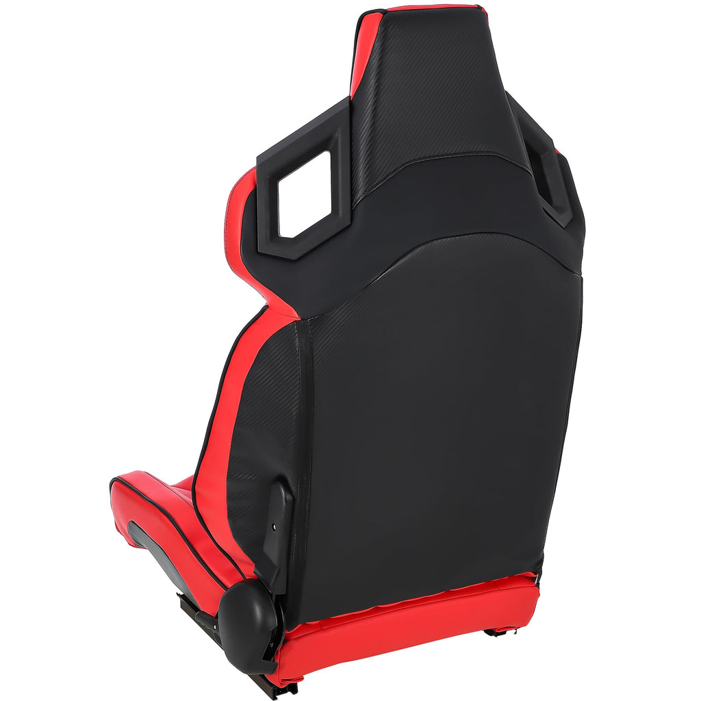 Garvee 1 Piece Universal Racing Seats with Dual Lock Sliders, PU Leather, Racing Bucket Seats, 23.6"×19.7"×37.4", Red+Black Stitching Racing Seat, Passenger Side,Red