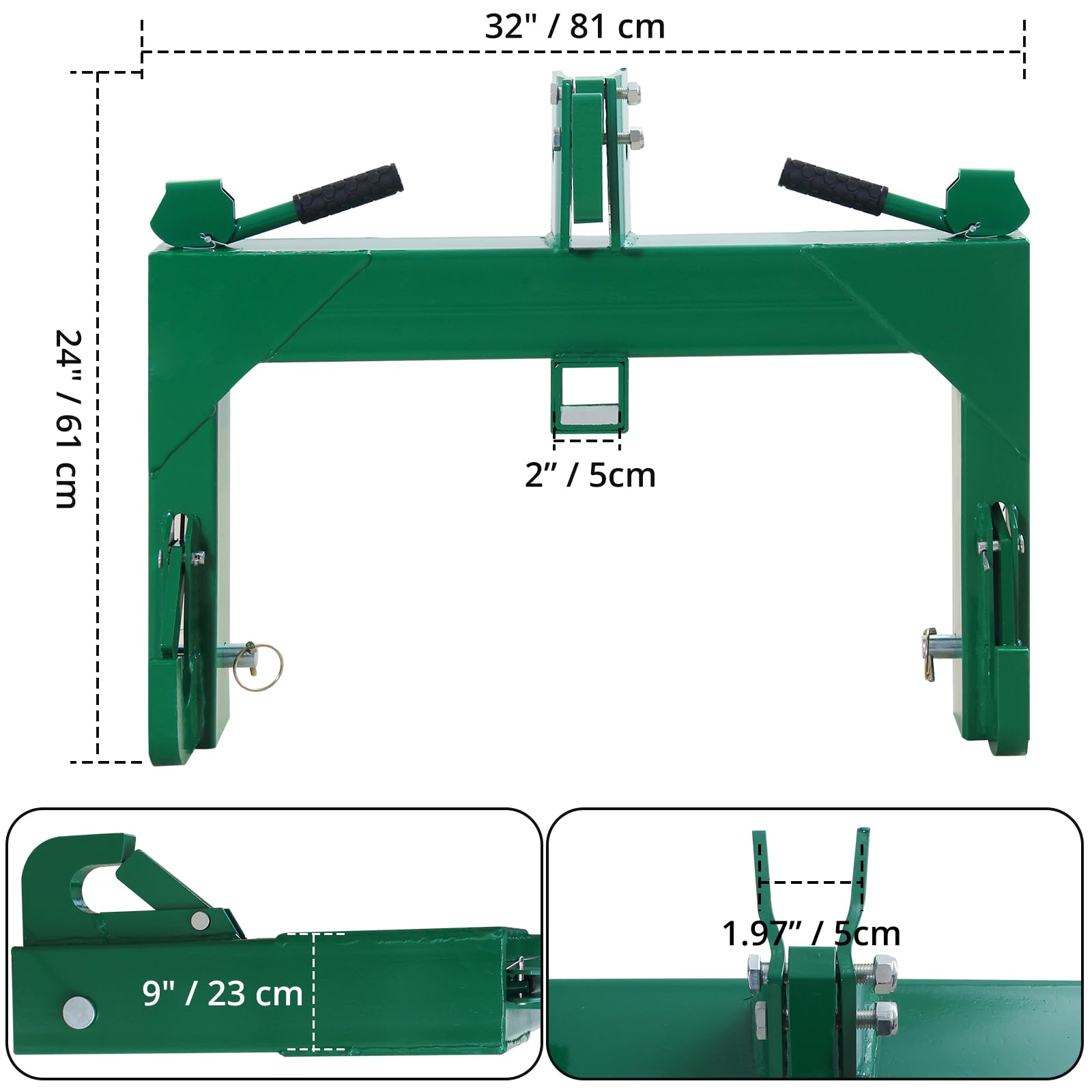 Garvee 3 Point Quick Hitch 3000 LBS Lifting Capacity Tractor - Green
