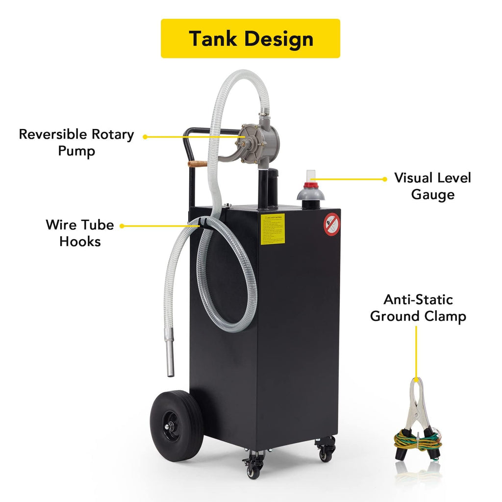 Garvee 40 Gal Black Portable Gas Caddy with Pump for Fuel Storage, Black