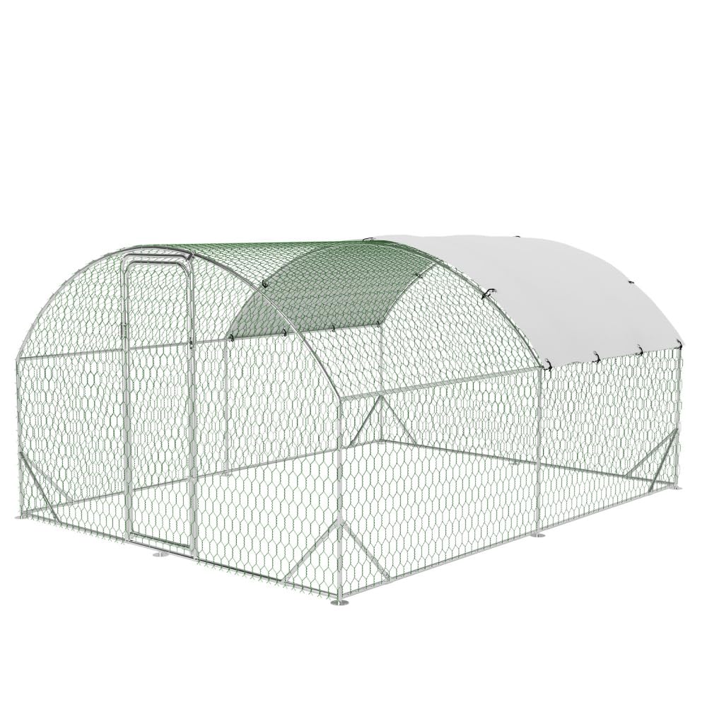 Garvee Large Metal Chicken Coop, Upgrade Tri-Supporting Metal Chicken Run, Large Chicken Pen with Waterproof and Anti-UV Cover, for Duck Rabbit House Outdoor (9.8' W x 13.1' L x 6.5' H)