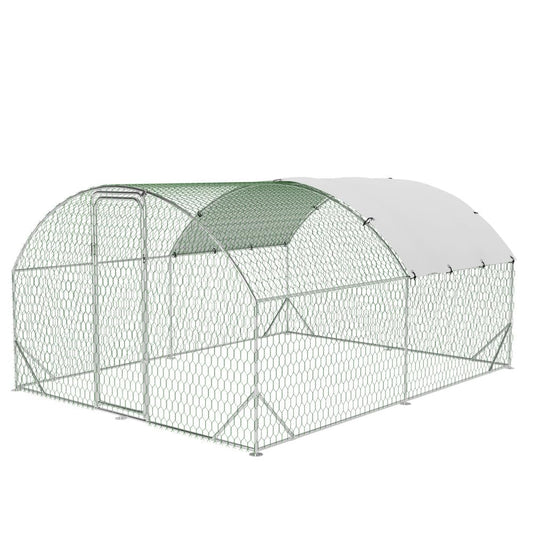 Garvee Large Metal Chicken Coop, Upgrade Tri-Supporting Metal Chicken Run, Large Chicken Pen with Waterproof and Anti-UV Cover, for Duck Rabbit House Outdoor (9.8' W x 13.1' L x 6.5' H)