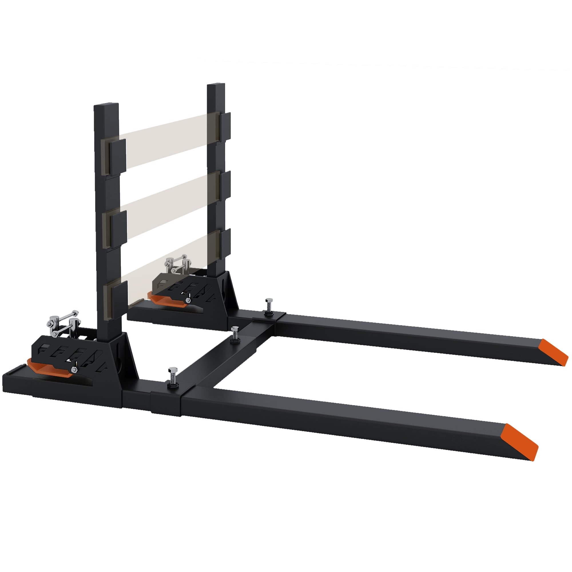 Garvee 4000 LBS 60" Pallet Forks, Heavy Duty Clamp on Pallet Forks with Anti-Slip Tongue, Twin Screw Design and Adjustable Stabilizer Bar (18.7"-31.8") for Tractor Bucket Loader Skid Steer