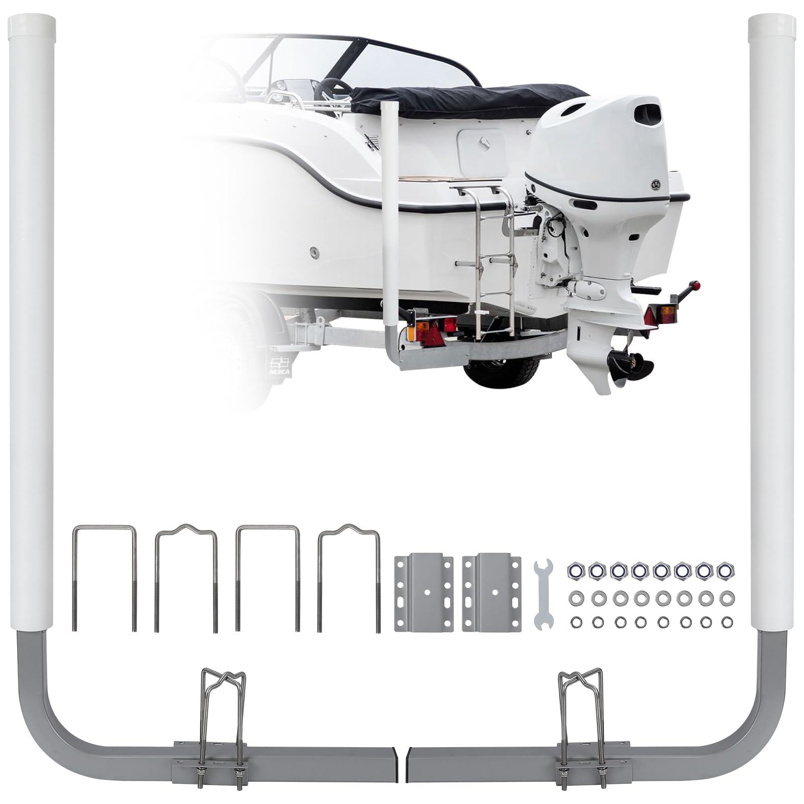 Garvee 40" 2PCS Boat Trailer Guide, Adjustable width Trailer Guide Poles, Rustproof Steel Trailer Guide, Trailer Guides with PVC Pipes, without Light