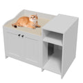 Garvee Cat Litter Box Enclosure Furniture Hidden Litter Box Cabinet Indoor Wooden Cat Washroom Pet House Dog Proof Hideaway Side End Table with Storage White 33.9in L x 19.7in W x 24.2in H