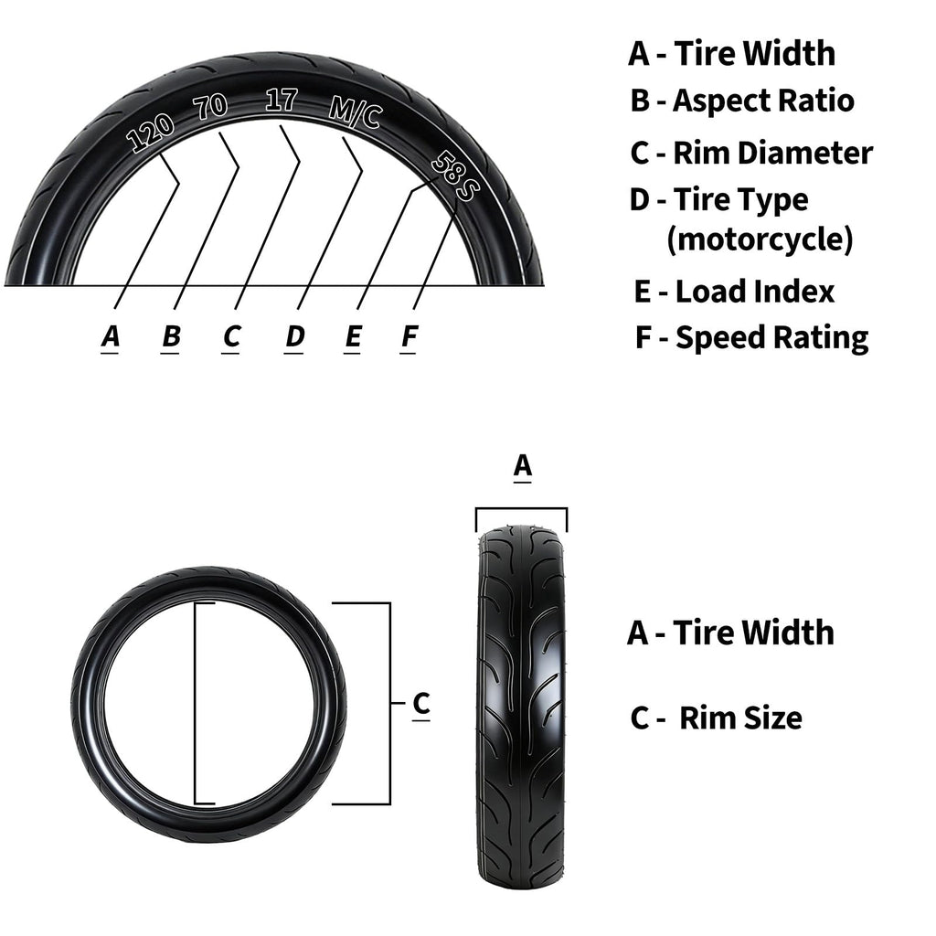 Garvee 120/70-17 Motorcycle Tire Front Black Wall 4PR Sport & Street Bike High Performance Enhanced Grip