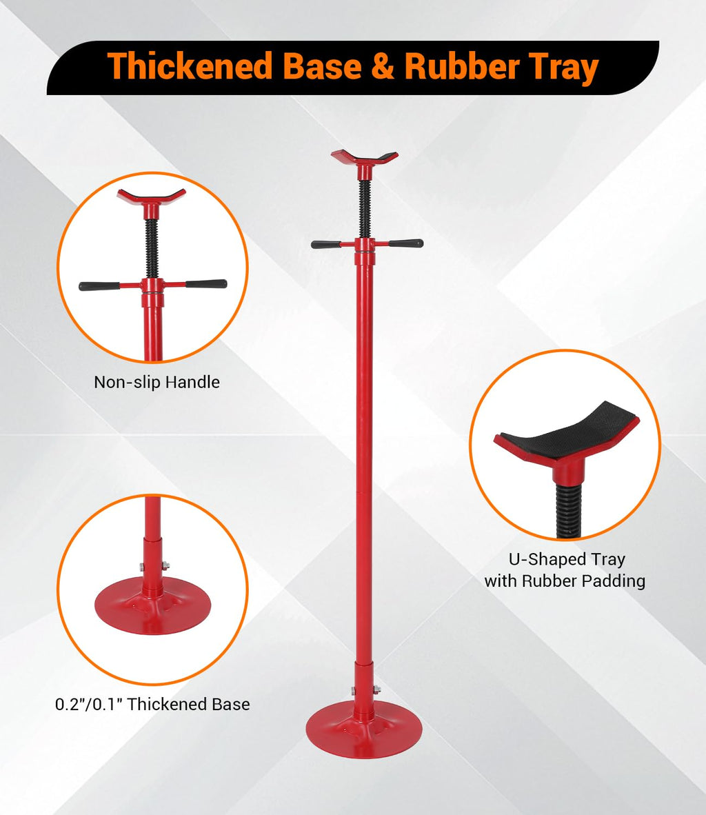 Garvee 3/4 Ton Underhoist Support Stand - 1655 lbs Capacity Jack Stand with 52" to 76" Lifting Range and 12" Diameter Base for Vehicle Lifting and Support, Red