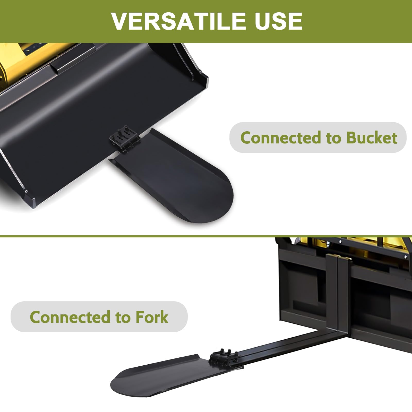 Garvee 46x19 Inch Clamp-On Spade: For Skid Steer, Tractor with Chain Hook