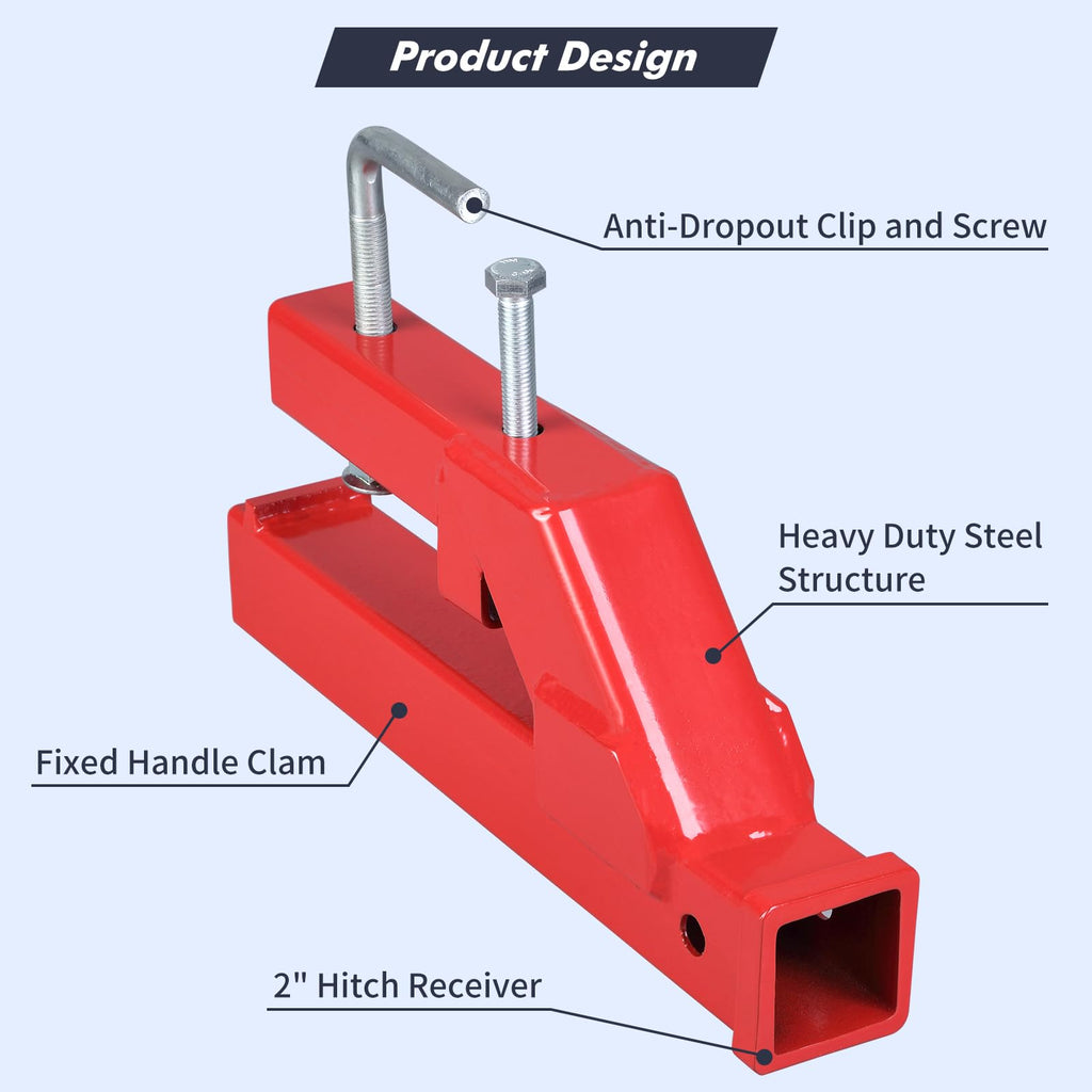 Garvee Clamp On Trailer Hitch, 2" Ball Mount Adapter, Hitch Receiver Compatible with Deere Bobcat Tractor Bucket, 1PC Bucket Hitch