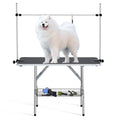 Garvee 48" Dog Grooming Table Adjustable Height Pet Drying Desktop Foldable Pet Grooming Table with Arms, Nooses, Mesh Tray, Foldable Pet Station Max Capacity Up to 330Lbs (Black)