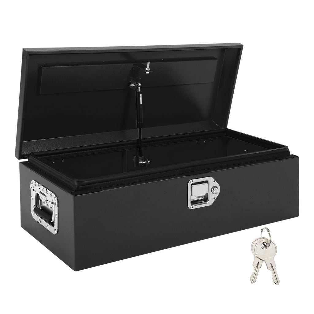 Garvee 30"X13"X10" Heavy-Duty Truck Tool Box With Dual Hydraulic Lids Weatherproof Steel Storage For Pickup Truck Bed Garage Workshop RV Trailer Black