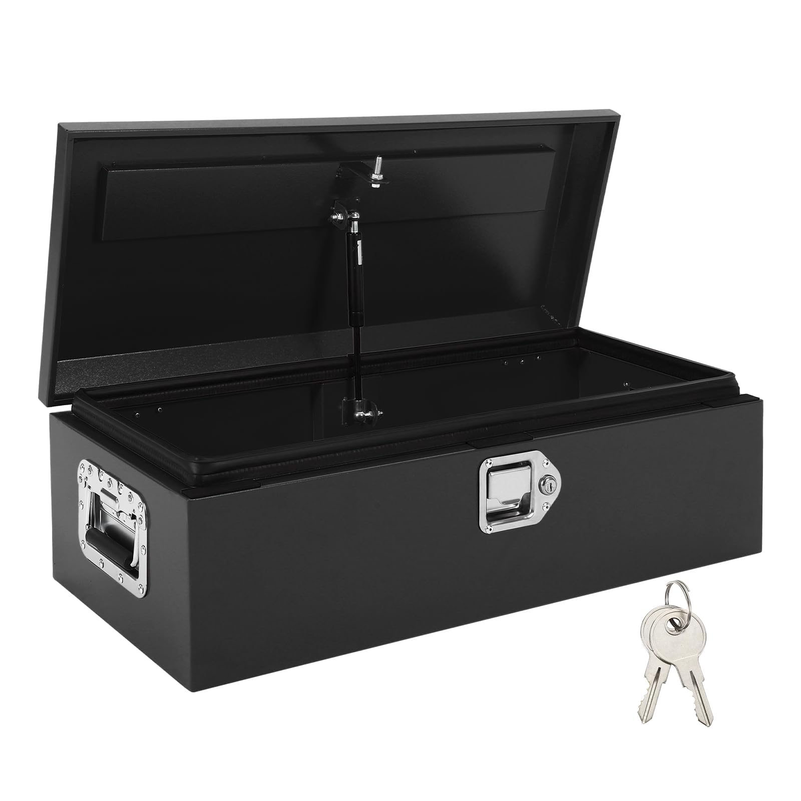Garvee 30"X13"X10" Heavy-Duty Truck Tool Box With Dual Hydraulic Lids Weatherproof Steel Storage For Pickup Truck Bed Garage Workshop RV Trailer Black
