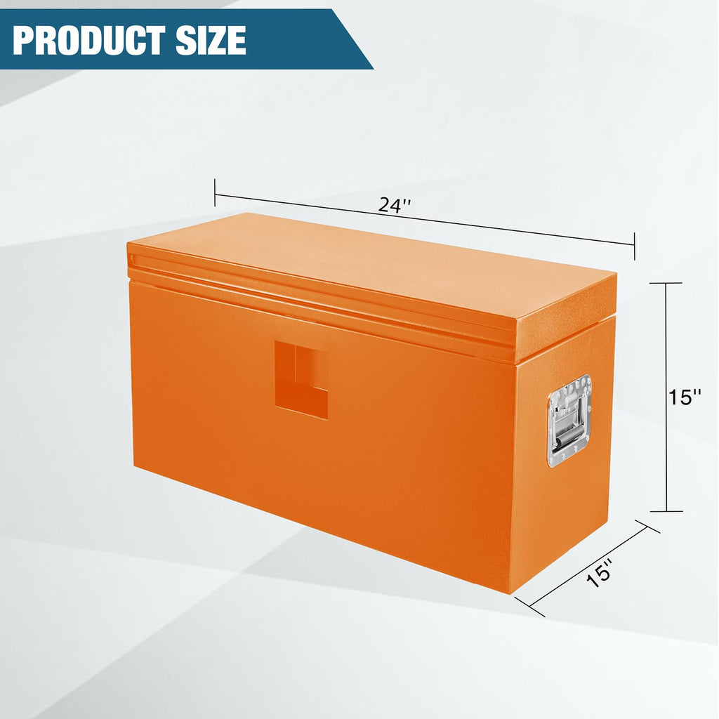 Garvee 24"x15"x15" Steel Truck Bed Tool Box, Trailer Tongue Storage Organizer Chest, for Truck Bed, RV, Trailer, Orange