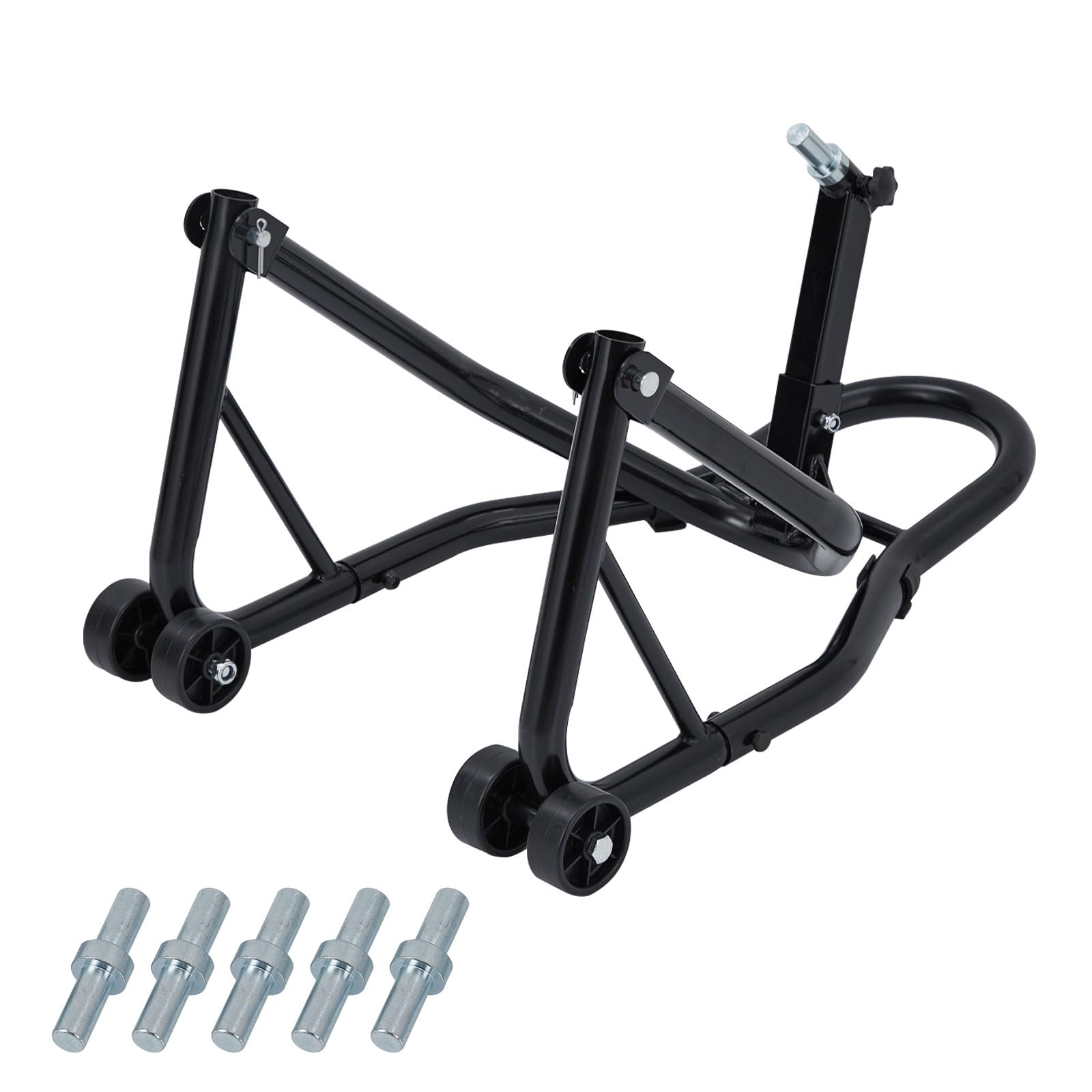 Garvee Motorcycle Rear Stand – 850 lbs Heavy-Duty Swingarm Spool Lift, U-Fork Design – Universal Fit for Most Bikes, Black